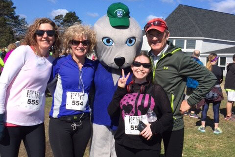 Picture of team DMC Primary Care this am at 5 K trail race - Rescue Run: Race for Marine Mammals - Seacoast Science Center in Rye, NH Julie Brooks, Marybeth Torosian, Tina Gutierrez and Greg Lynch.